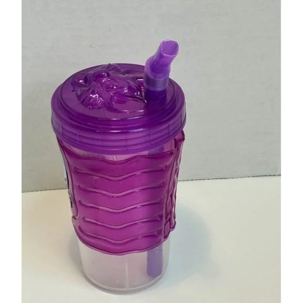 Chuck E Cheese Purple Souvenir Cup Removable Sleeve‎ Lid 2021 Flawed Straw